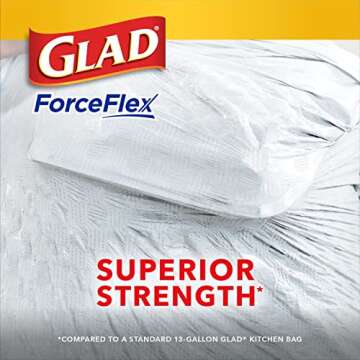 Glad ForceFlex Tall Kitchen Trash Bags, 13 Gal, Gain Lavender with Febreze, 40 Ct (Pack May Vary)