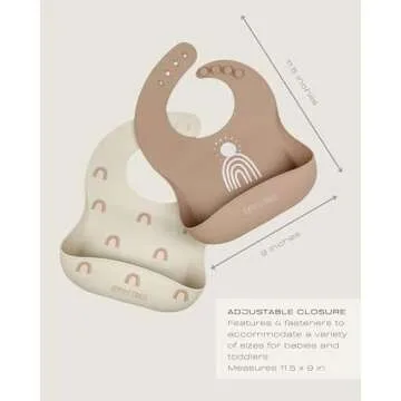 Hippypotamus Silicone Baby Bibs - Soft Waterproof Bibs for Babies & Toddlers (2, Rainbow)