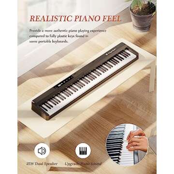 [2024 New]FingerBallet 88 Key Folding Piano Keyboard,Full Size Semi-Weighted Portable Digital Piano,...