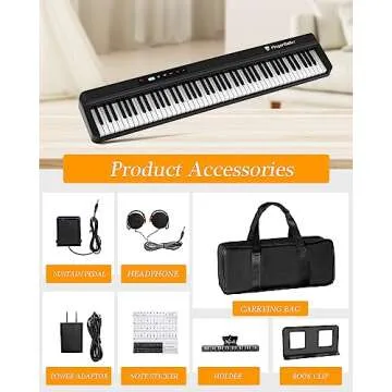 FingerBallet 88 Key Folding Piano Keyboard for All Ages
