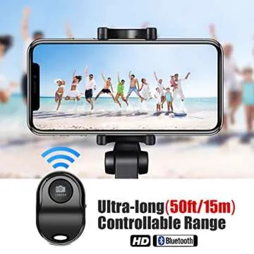 [Upgraded] Bluetooth Remote Shutter for iPhone & Android Camera Wireless Remote Control Selfie Button for iPad iPod Tablet, HD Selfie Clicker for Photos & Videos (Pink & Black)