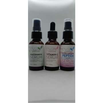 Natural Firm & Glow Skincare Set of 3 Serums – Skin Care Products With 20% Vitamin C Serum, Peptid...