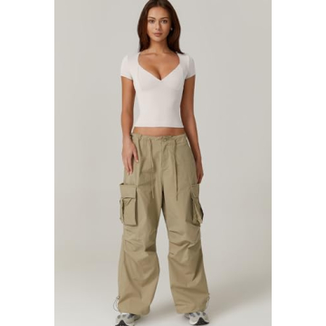 QINSEN Women's V Neck Seamed Cup Tee - Soft & Stylish