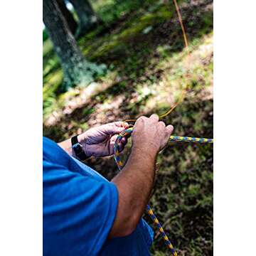 Teufelberger drenaLINE Climbing Rope – 32-Strand Polyester Arborist Rope (11.8mm x 150ft with Splice, BlueOrangeYellow)