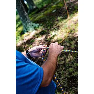 Teufelberger drenaLINE Climbing Rope – 32-Strand Polyester Arborist Rope (11.8mm x 150ft with Splice, BlueOrangeYellow)