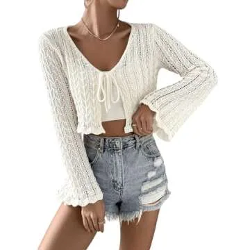 Stylish SOLY HUX Women's Cropped Tie Front Cardigan