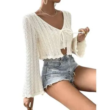 Stylish SOLY HUX Women's Cropped Tie Front Cardigan