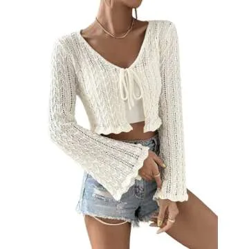 Stylish SOLY HUX Women's Cropped Tie Front Cardigan