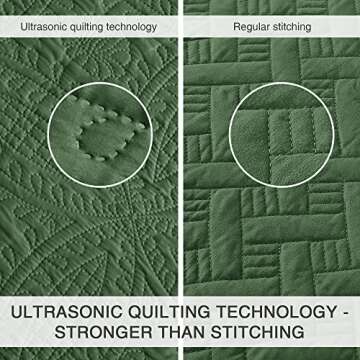 Love's cabin Quilts for Queen Bed Olive Green Bedspreads - Soft Bed Summer Quilt Lightweight Microfiber Bedspread- Modern Style Coin Pattern Coverlet for All Season - 3 Piece (1 Quilt, 2 Pillow Shams)