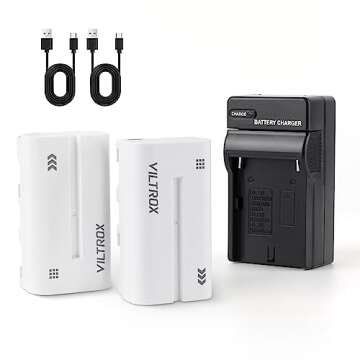 VILTROX 2 Pack 2200mAh USB-C Port Rechargeable Li-ion Battery NP-F550 for Video Conference Light VILTROX 116T 200T Ring Light