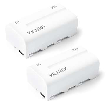VILTROX 2 Pack 2200mAh USB-C Port Rechargeable Li-ion Battery NP-F550 for Video Conference Light VILTROX 116T 200T Ring Light