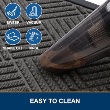 Smiry Front Door Mat Outside Entrance, Heavy Duty Outdoor Indoor Mat, Natural Rubber Doormat, Non Slip, Trap Dirt and Moisture, Easy Clean, Low Profile Patio Porch Entryway Mat, 29.5x17, Grey