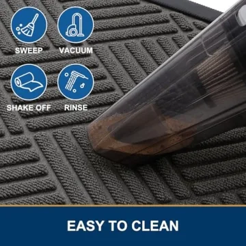 Smiry Front Door Mat Outside Entrance, Heavy Duty Outdoor Indoor Mat, Natural Rubber Doormat, Non Slip, Trap Dirt and Moisture, Easy Clean, Low Profile Patio Porch Entryway Mat, 29.5x17, Grey