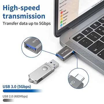 USB C to USB Adapter 2-Pack, Thunderbolt 3 to USB 3.0 OTG Adapter for iMac 2021, MacBook Pro, Chromebook, Pixelbook, Microsoft Surface Go, Samsung Galaxy S9 S10 Plus S20 S21 S22, iPhone 15 16 Pro Max