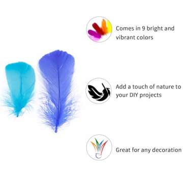 Coceca 300pcs Colorful Feathers 3-5 Inches Bulk Feathers Assorted Colors for Crafts DIY, Art Projects, Party Decorations, Dream Catchers