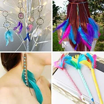 Coceca 300pcs Colorful Feathers 3-5 Inches Bulk Feathers Assorted Colors for Crafts DIY, Art Projects, Party Decorations, Dream Catchers