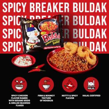 Samyang Buldak Korean Hot Spicy Chicken Stir-Fried Ramyun Noodles 4.94 oz (Pack of 5)