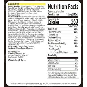 Samyang Buldak Korean Hot Spicy Chicken Stir-Fried Ramyun Noodles 4.94 oz (Pack of 5)