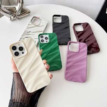 Caseative for iPhone 14 Pro Max Case,Water Ripple Pattern Curly Wave Shape Soft Compatible with iPho...