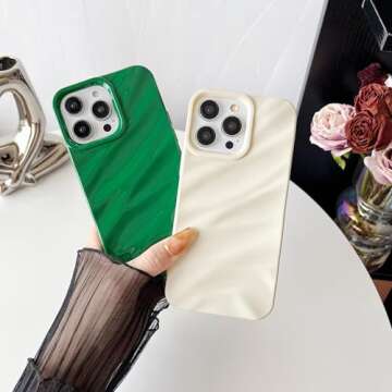 Caseative for iPhone 14 Pro Max Case,Water Ripple Pattern Curly Wave Shape Soft Compatible with iPhone Case (iPhone 14 Pro Max,White)