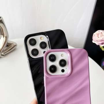 Caseative for iPhone 14 Pro Max Case,Water Ripple Pattern Curly Wave Shape Soft Compatible with iPhone Case (iPhone 14 Pro Max,White)