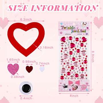 8 Sets Valentine Foam Wreath Craft Kit DIY Foam Valentine's Day Ornaments Craft Kit Assorted Foam Heart Stickers Heart Tags Googly Eyes Valentine Craft Kit for Classroom Activity, Various Colors