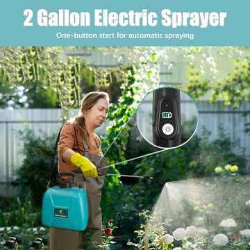 2 Gallon Battery Powered Garden Sprayer - USB Rechargeable with Adjustable Nozzles