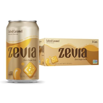 Zevia Zero Sugar Soda Salted Caramel 12-Ounce Cans Pack of 8 - Great Taste Without Sugar