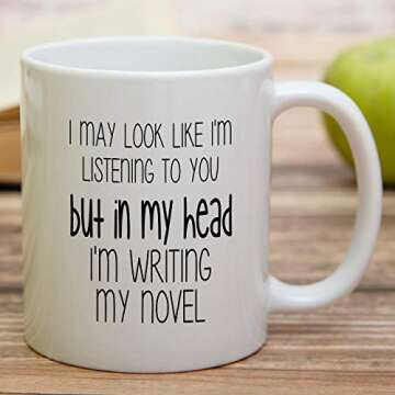 Retreez Funny Mug - In My Head I'm Writing Novel Writer Book Author Literary 11 Oz Ceramic Coffee Mugs - Funny, Sarcastic, Motivational, Inspirational birthday gifts for friends, coworkers, dad, mom