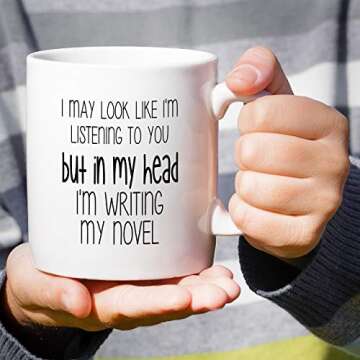Retreez Funny Mug - In My Head I'm Writing Novel Writer Book Author Literary 11 Oz Ceramic Coffee Mugs - Funny, Sarcastic, Motivational, Inspirational birthday gifts for friends, coworkers, dad, mom