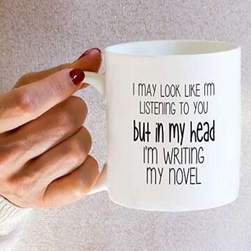 Retreez Funny Mug - In My Head I'm Writing Novel Writer Book Author Literary 11 Oz Ceramic Coffee Mugs - Funny, Sarcastic, Motivational, Inspirational birthday gifts for friends, coworkers, dad, mom