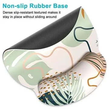 Dapesuom Ergonomic Mouse Pad with Wrist Support, Comfortable Memory Foam Wrist Rest for Easy Typing Pain Relief, Cute Gaming Desktop Mouse Mat with Non-Slip Base for Office Work Women, Tropical Plants