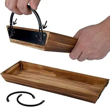 Aglary Wooden Candle Tray, Pillar Candle Holder with Black Metal Handles, Rectangular Centerpiece for Rustic Dining Table,Home Decor Accessories for Kitchen Counter，Coffee Table, Fireplace