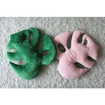 Green Philosophy Co. Set of 2 Plush - Two Toned Monstera Deliciosa Tropical Leaf Plant Plush Pillow Cushions