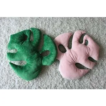 Green Philosophy Co. Set of 2 Plush - Two Toned Monstera Deliciosa Tropical Leaf Plant Plush Pillow Cushions