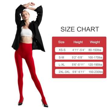 HeyUU Women's 80 Denier Semi Opaque Tights High Waist Soft Solid Color Pantyhose red lxl