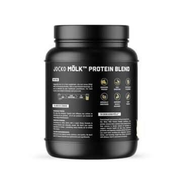 Jocko-Mölk Protein Powder, 21 Servings - Grass-Fed Whey, Micellar Casein, Egg Protein Blend with Digestive Enzymes, Probiotics, Sugar-Free, Soy-Free, Gluten-Free (21 Servings, Vanilla)