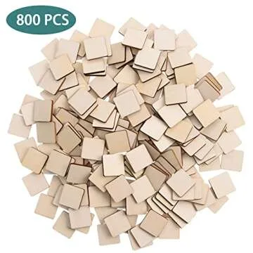 800 Pieces Unfinished Wood Pieces Blank Wood Squares Cutouts DIY Square Wood Slices Ornaments Round Corner Wooden Cutouts for DIY Crafts Decoration Carving Engraving Making,1 x 1 Inch