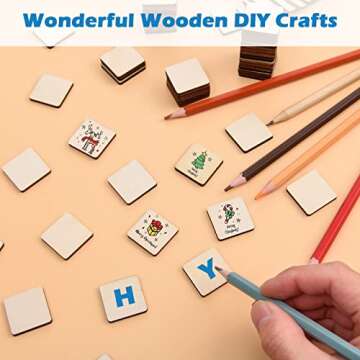 800 Pieces Unfinished Wood Pieces Blank Wood Squares Cutouts DIY Square Wood Slices Ornaments Round Corner Wooden Cutouts for DIY Crafts Decoration Carving Engraving Making,1 x 1 Inch