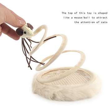Andiker Interactive Cat Toy, Exercise Plush Mouse with Spiral Spring, Indoor Portable Toy for All Breed Sizes