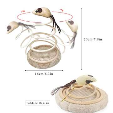 Andiker Interactive Cat Toy, Exercise Plush Mouse with Spiral Spring, Indoor Portable Toy for All Breed Sizes