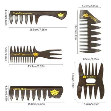 Amelar 5 PCS Hair Comb Styling Set Barber Hairstylist Accessories,Professional Shaping & Wet Pick Ba...