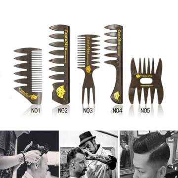 Amelar 5 PCS Hair Comb Styling Set Barber Hairstylist Accessories,Professional Shaping & Wet Pick Barber Brush Tools, Anti-Static Hair Brush for Men Boys