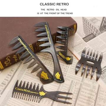 Amelar 5 PCS Hair Comb Styling Set Barber Hairstylist Accessories,Professional Shaping & Wet Pick Barber Brush Tools, Anti-Static Hair Brush for Men Boys