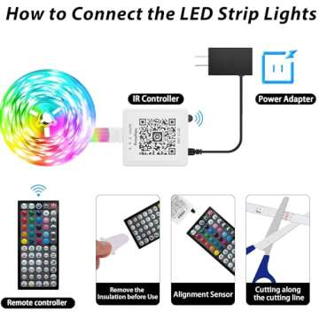 Ledagic Led Lights for Bedroom 50ft (1*50ft) Color Changing RGB Led Strip Lights with 60 Keys Remote...