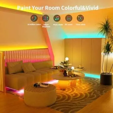 Ledagic Led Lights for Bedroom 50ft (1*50ft) Color Changing RGB Led Strip Lights with 60 Keys Remote and App Control, Music Sync Led Light Strip, Led Tape Light for Room Home Decor Gaming Accessories
