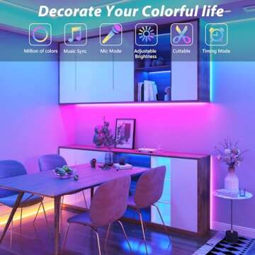 Ledagic Led Lights for Bedroom 50ft (1*50ft) Color Changing RGB Led Strip Lights with 60 Keys Remote and App Control, Music Sync Led Light Strip, Led Tape Light for Room Home Decor Gaming Accessories