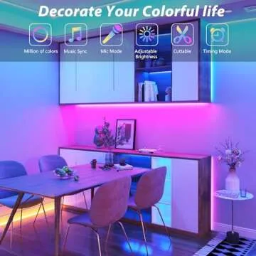 Ledagic Led Lights for Bedroom 50ft (1*50ft) Color Changing RGB Led Strip Lights with 60 Keys Remote and App Control, Music Sync Led Light Strip, Led Tape Light for Room Home Decor Gaming Accessories