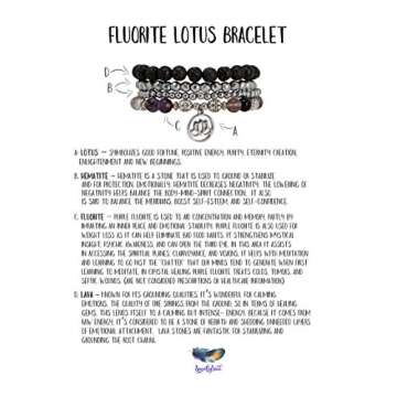 SPUNKYsoul Purple Fluorite Lotus New Beginnings Bracelet Hematite for healing Stack Bracelet Set Collection