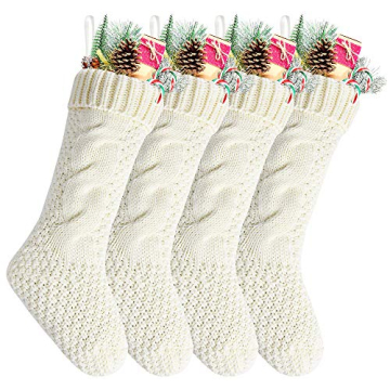 Kunyida Ivory Knit Christmas Stockings Pack of 4